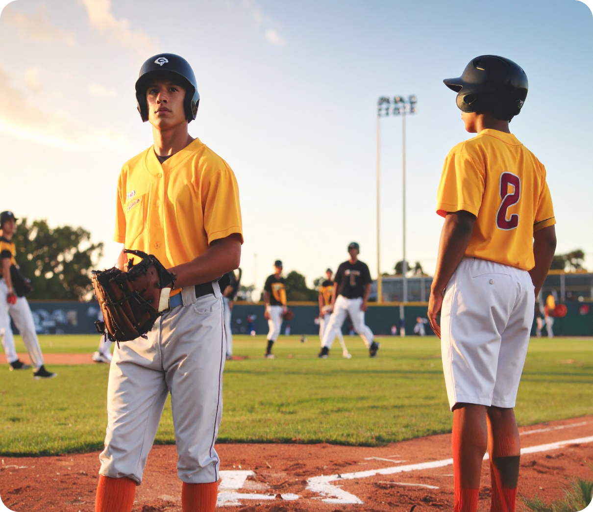 Student athletes on the field—representing school athletic programs that track gear with GearLocker