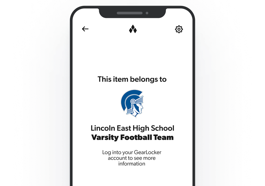GearLocker scan result showing item ownership information on mobile device